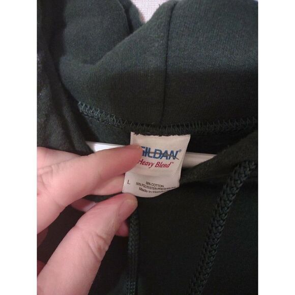 Mens Hoodie Sweatshirt Trail Runner Graphic Green Mens Size Large With Pocket - Picture 3 of 7